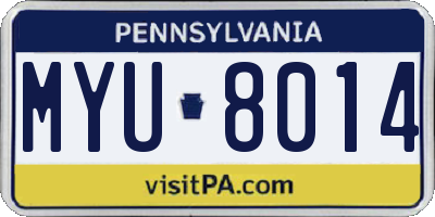 PA license plate MYU8014