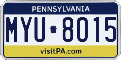PA license plate MYU8015