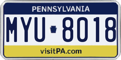 PA license plate MYU8018