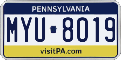 PA license plate MYU8019