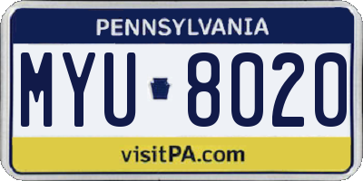 PA license plate MYU8020