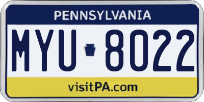 PA license plate MYU8022