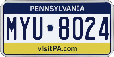 PA license plate MYU8024