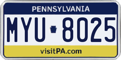 PA license plate MYU8025