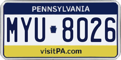 PA license plate MYU8026