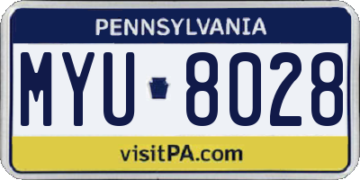 PA license plate MYU8028