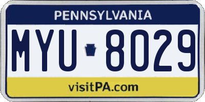 PA license plate MYU8029