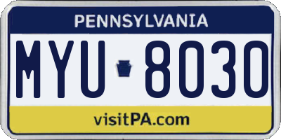 PA license plate MYU8030