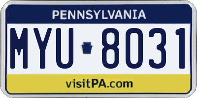 PA license plate MYU8031