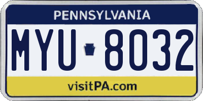 PA license plate MYU8032