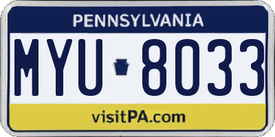PA license plate MYU8033