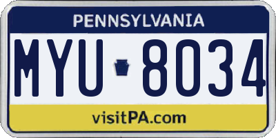 PA license plate MYU8034