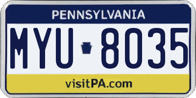 PA license plate MYU8035