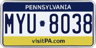 PA license plate MYU8038