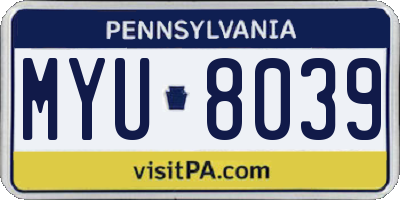 PA license plate MYU8039