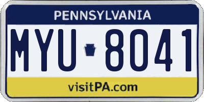 PA license plate MYU8041