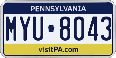 PA license plate MYU8043
