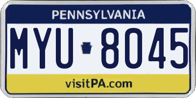PA license plate MYU8045