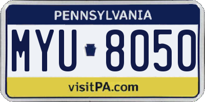 PA license plate MYU8050