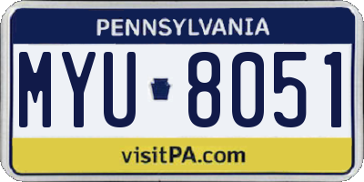 PA license plate MYU8051