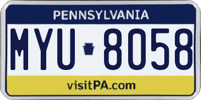 PA license plate MYU8058