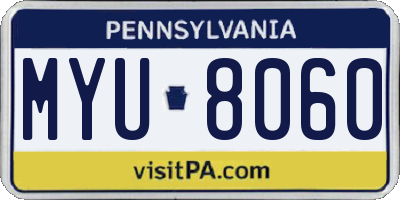 PA license plate MYU8060