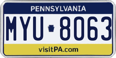 PA license plate MYU8063