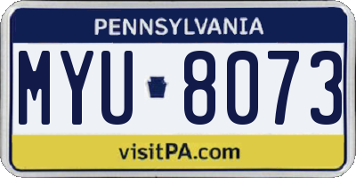 PA license plate MYU8073