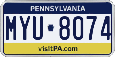 PA license plate MYU8074
