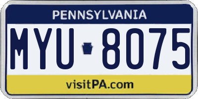 PA license plate MYU8075