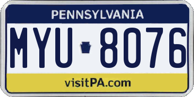 PA license plate MYU8076