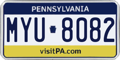PA license plate MYU8082