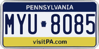PA license plate MYU8085