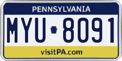 PA license plate MYU8091