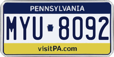 PA license plate MYU8092