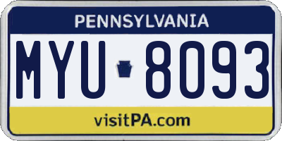 PA license plate MYU8093