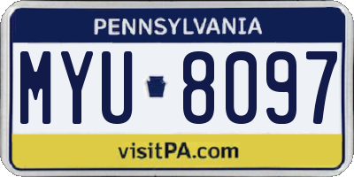 PA license plate MYU8097
