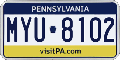 PA license plate MYU8102