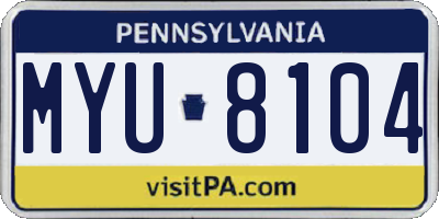 PA license plate MYU8104
