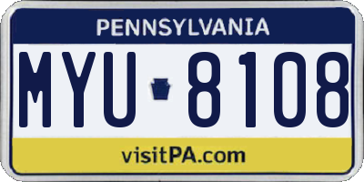 PA license plate MYU8108