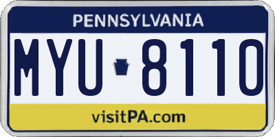 PA license plate MYU8110