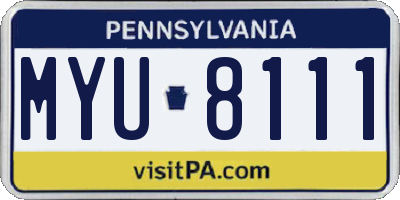 PA license plate MYU8111