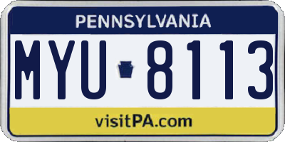 PA license plate MYU8113