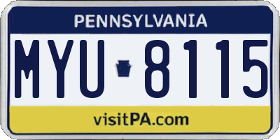PA license plate MYU8115