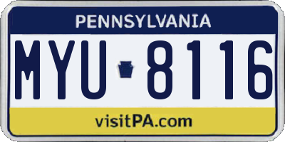 PA license plate MYU8116