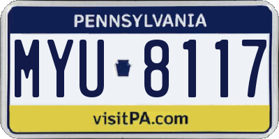 PA license plate MYU8117