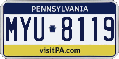 PA license plate MYU8119