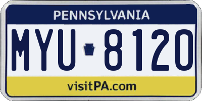 PA license plate MYU8120