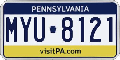 PA license plate MYU8121