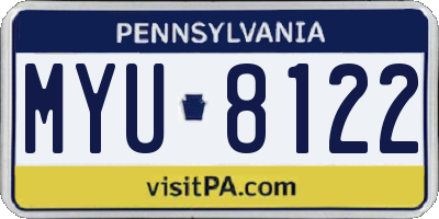 PA license plate MYU8122